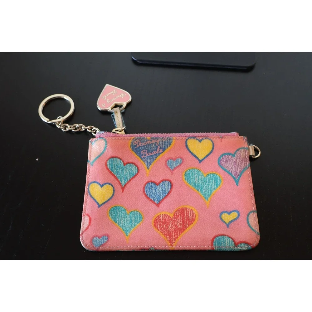 Vintage Y2K Dooney & Bourke Rainbow Hearts Coin Purse Keychain